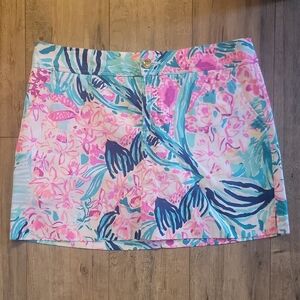 Lilly Pulitzer Pink, Aqua & Navy Floral Mini Skirt